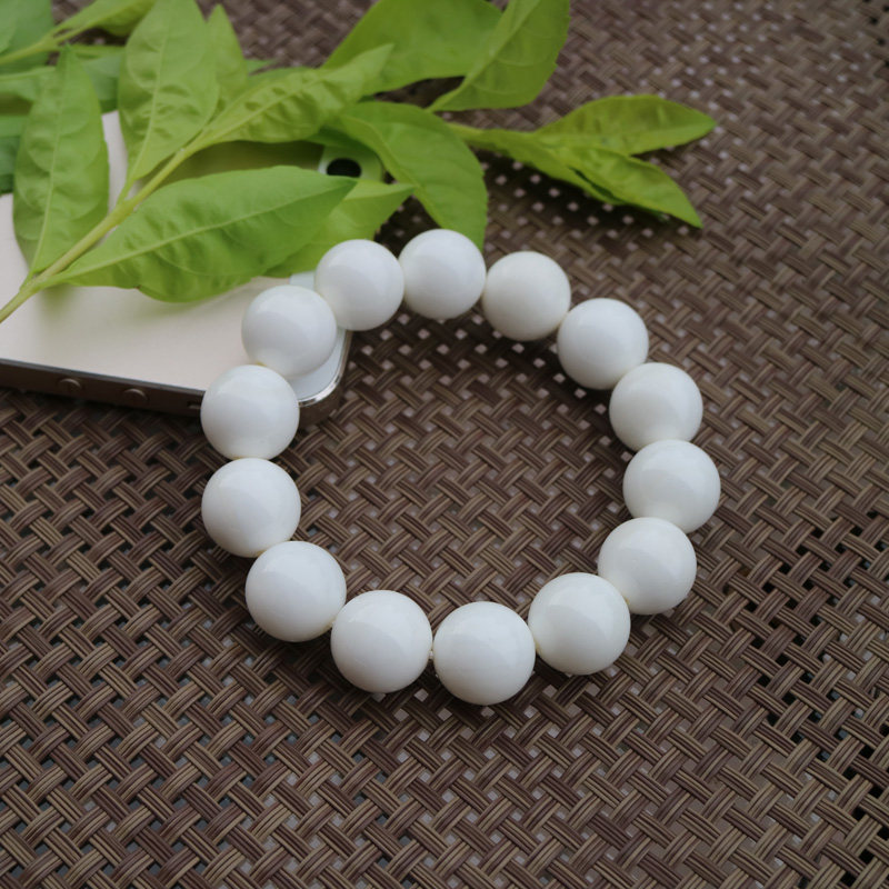 海南天然白砗磲手链10mm简约甜美水晶白色手串单圈饰品送女友礼物