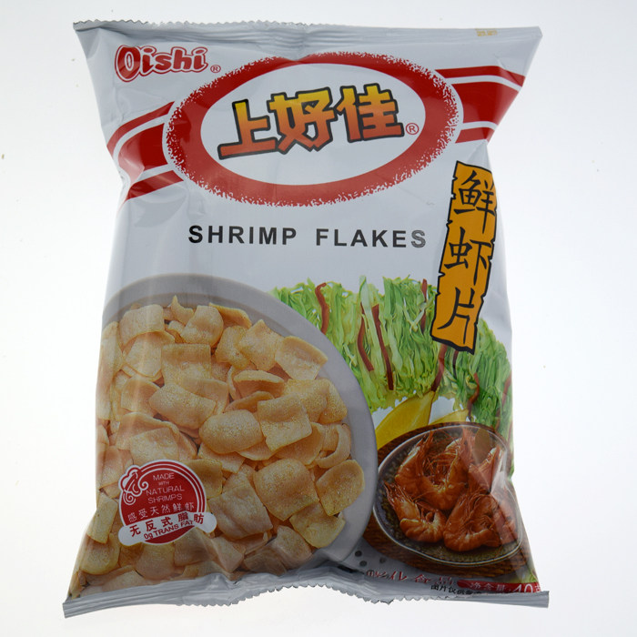 促销上好佳鲜虾片40g袋装80后童年怀旧膨化零食品 办公室休闲