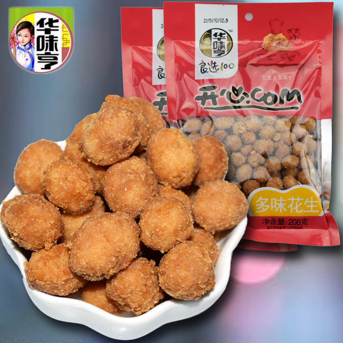 华味亨 多味花生208g 香辣咸酥 花生米 零食好吃休闲食品正品保证