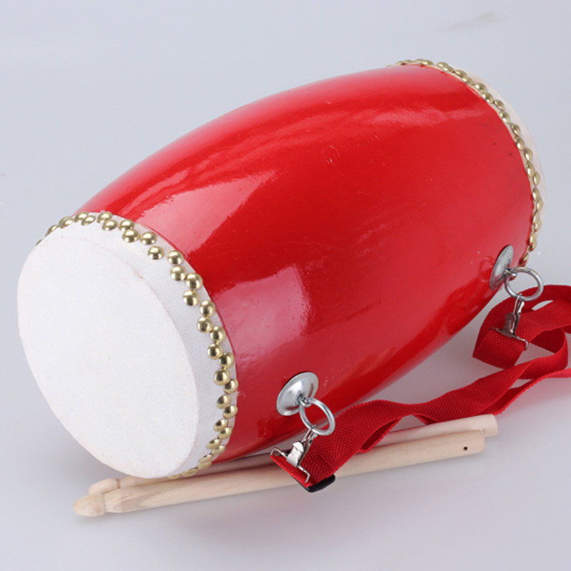 成人腰鼓乐器15cm腰鼓/牛皮木质双排钉腰鼓秧歌舞蹈腰鼓送绸带