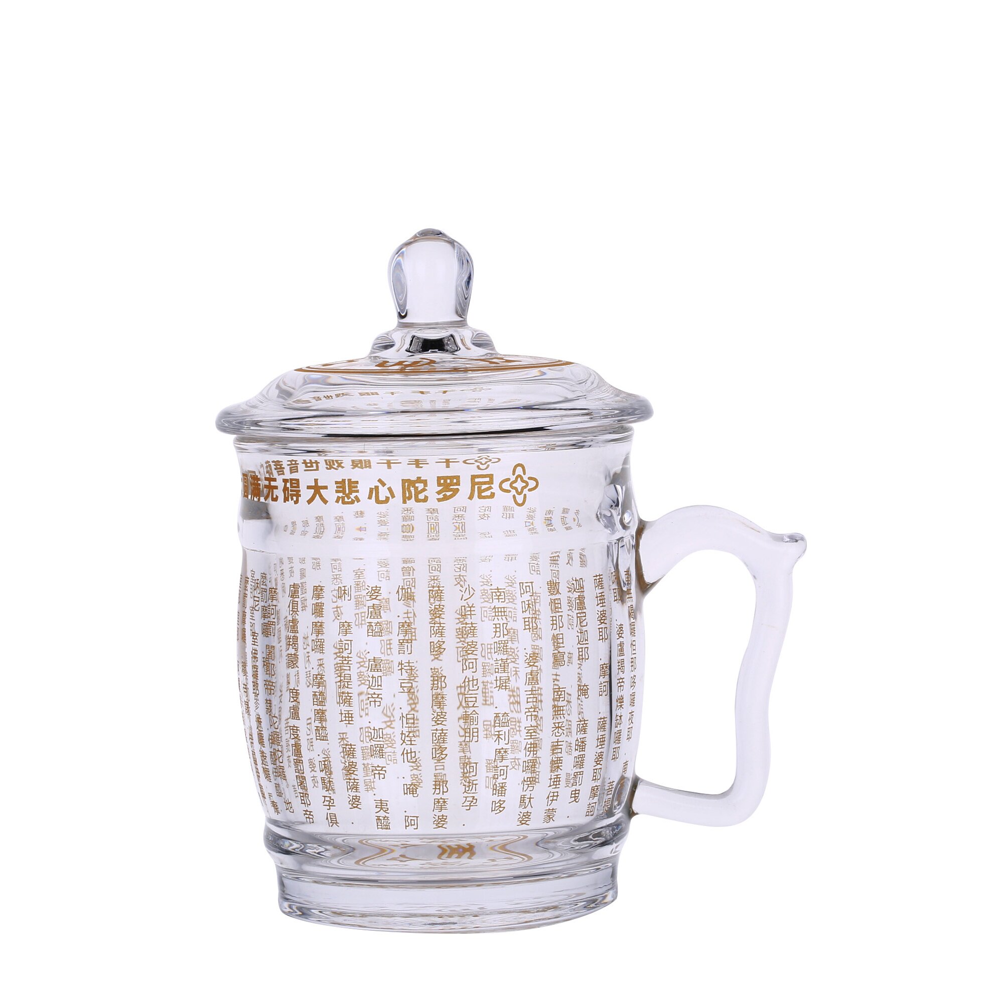 布达哈大悲咒水杯茶饮杯雕刻六字大明咒杯大悲水晶杯供佛杯圣水杯