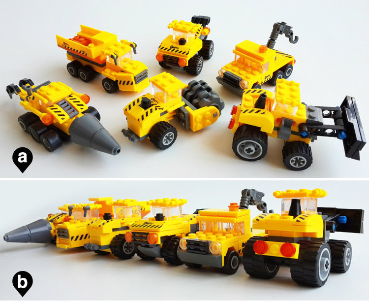 6款城市工程车组合系列挖土机吊车兼容乐高男孩儿童拼装积木玩具