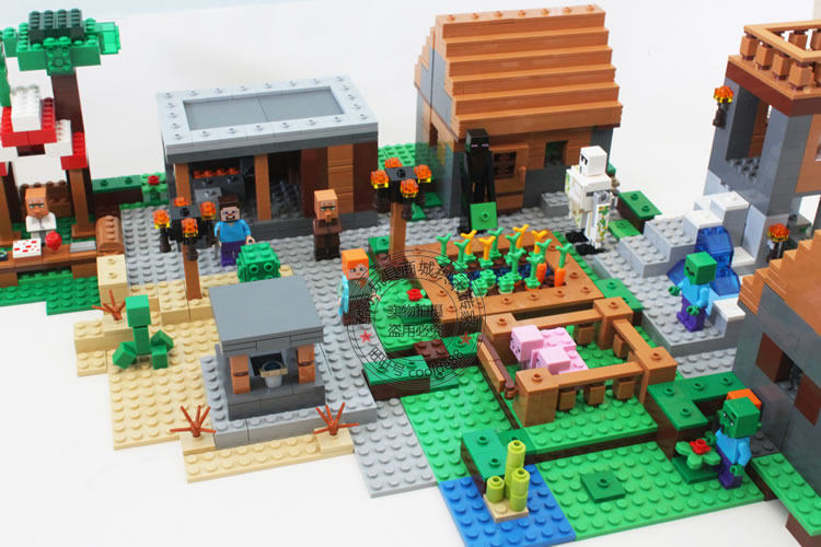 正品我的世界系列村庄铁傀儡要塞矿井兼容乐高拼装积木玩具21128