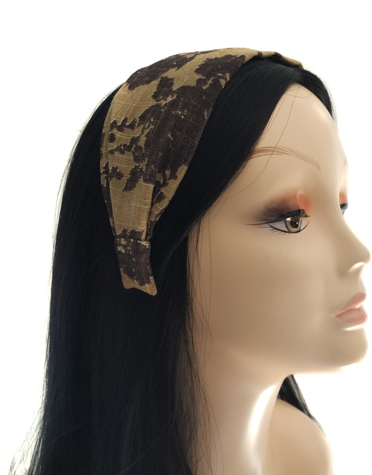 暮新款宽边发箍 天然亚麻超宽头箍 刘海发卡森系饰品发饰日韩头饰