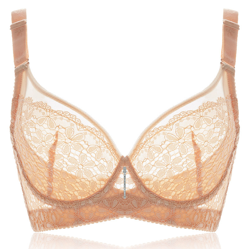 婷美新款夏季薄款聚拢文胸大码性感蕾丝胸罩女收副乳内衣