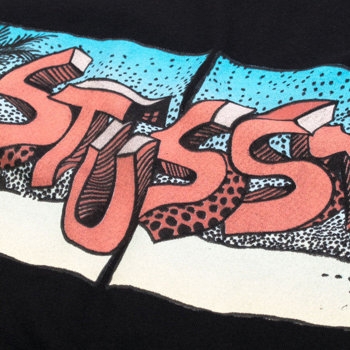 丝叔潮社 现货 stussy stranded 椰岛热带风box字母 情侣短袖t恤