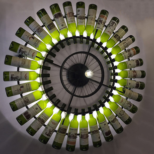 胡桃里音乐餐吧圆形酒瓶壁灯酒吧软装定制个性装饰灯具红酒瓶灯饰