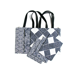 日系和风海浪纹理单肩包日式海波复古托特包男女同款休闲棉麻背包