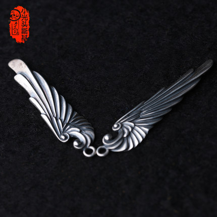 小光头斯基手工定做精品18k金飞鸟印台925纯银goros吊坠十字架_不打折