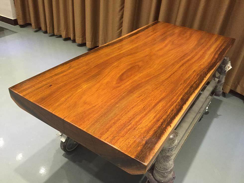 奥坎绿心檀大板电脑桌原木桌面大板茶台红木茶桌茶板实木清仓长桌