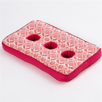 粗布三孔耳枕保健护颈多孔护耳颈椎枕颈椎纯荞麦枕头荞麦皮枕头