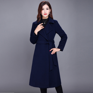 赛尔金娜1529羊毛大衣女装2016秋冬新款大码修身长款羊绒毛呢外套
