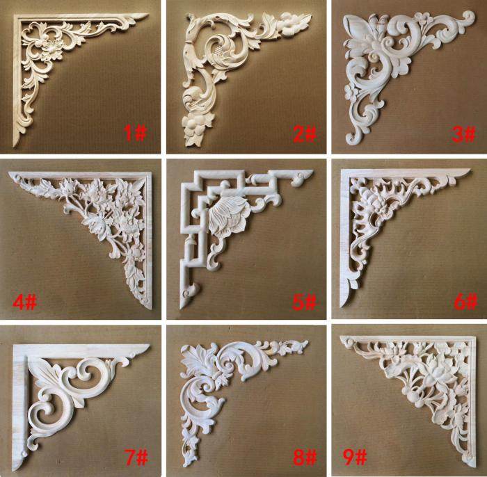 东阳木雕角花镂空雕洋花欧式角花实木枪角家具柜门贴花片df061