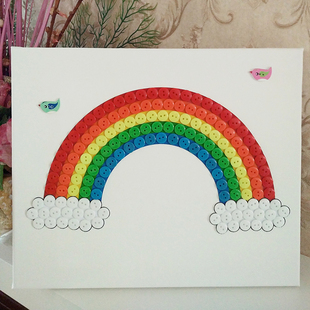 彩虹25*30手工diy制作纽扣画材料创意儿童礼物幼儿园美劳课粘贴画
