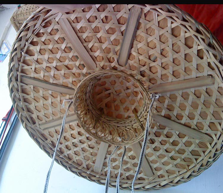 四川斗笠帽竹编大斗笠 防雨防晒装饰灯罩舞台道具钓鱼帽43-70厘米