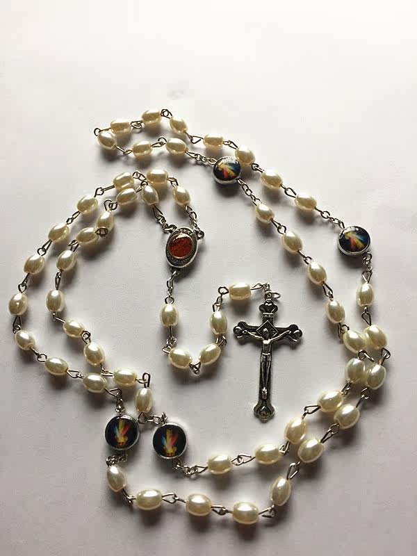 热销珍珠天主教念珠项链宗教十字架吊坠catholic rosary necklace
