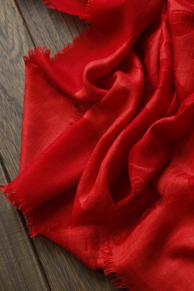 西班牙蝶舞戒指绒纯山羊绒大红色双层围巾披肩女