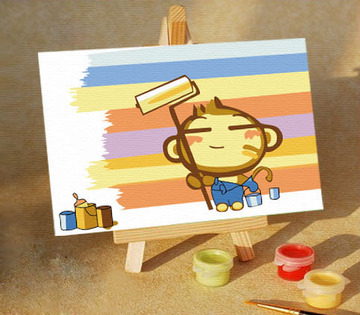 贝贝diy数字油画儿童卡通/10*15/悠嘻猴洗刷刷(单板)