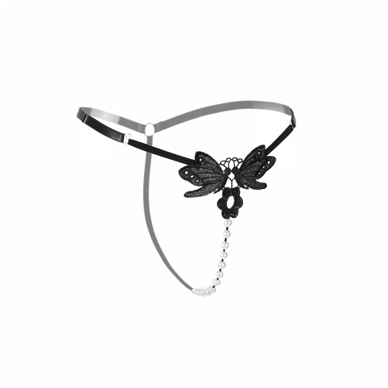 性感珍珠丁字裤女情趣内衣极度诱惑真人露毛内裤按摩sm骚开档透明