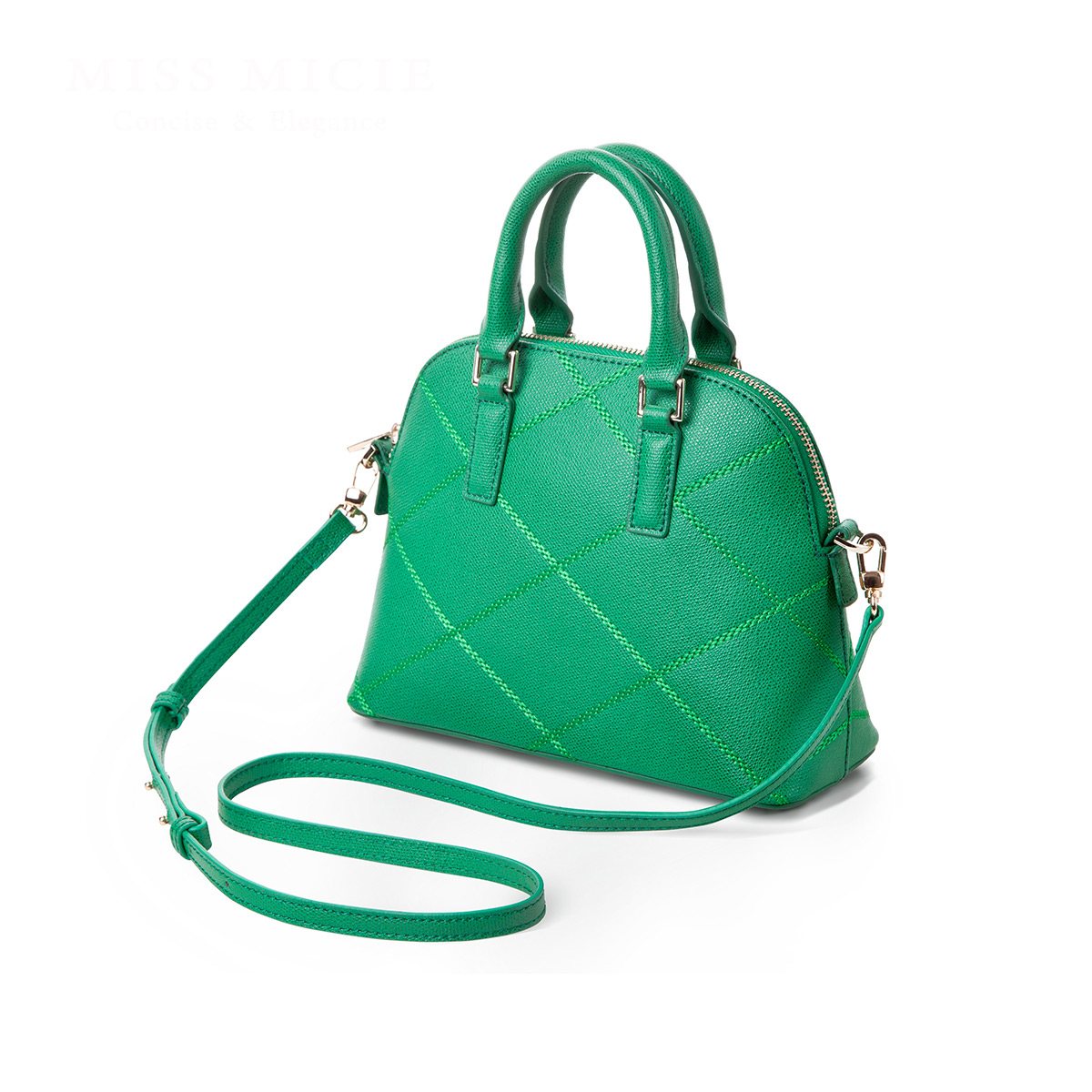 micie/美熙时尚贝壳包小号菱格女包牛皮迷你手提包女小包包斜跨包