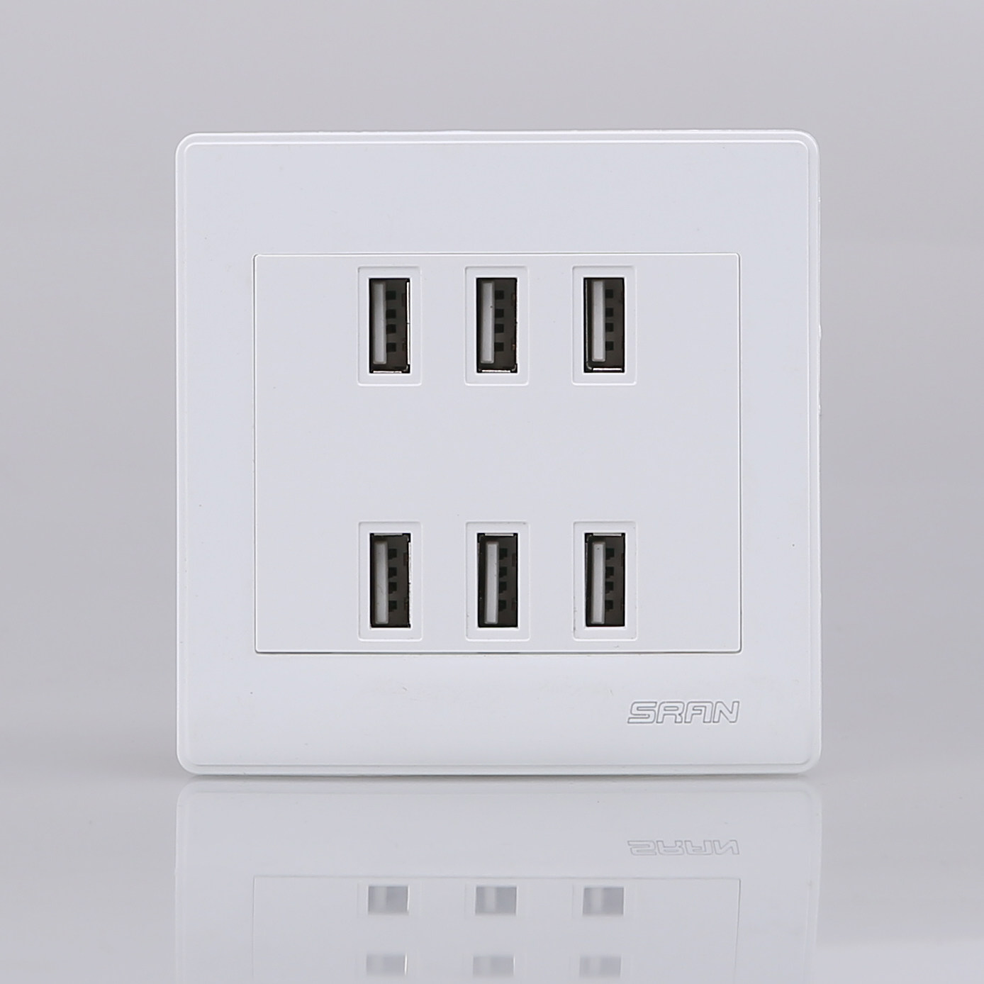 尚然六口usb插座 86型墙壁面板 220v 36v 手机数据线快速充电插座