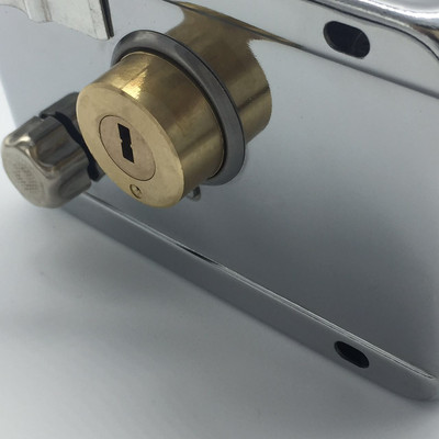 9219老式防盗门锁十字锁芯外装门锁铁门木门三保险锁不锈钢色