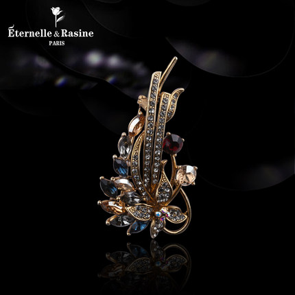法国eternelle奥地利水晶胸针秋冬新款复古胸花服装开衫别针配饰_9折