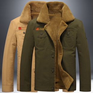 【特价】2016夹克男加绒加厚外套空军一号军衣男工装加肥大码夹克宽松