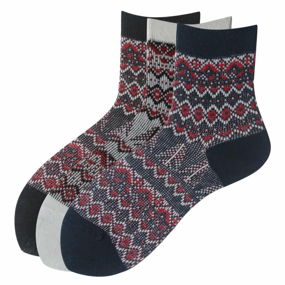 西肯羊毛袜子女 加厚羊毛女袜 女士冬季时尚提花中筒保暖袜 2060