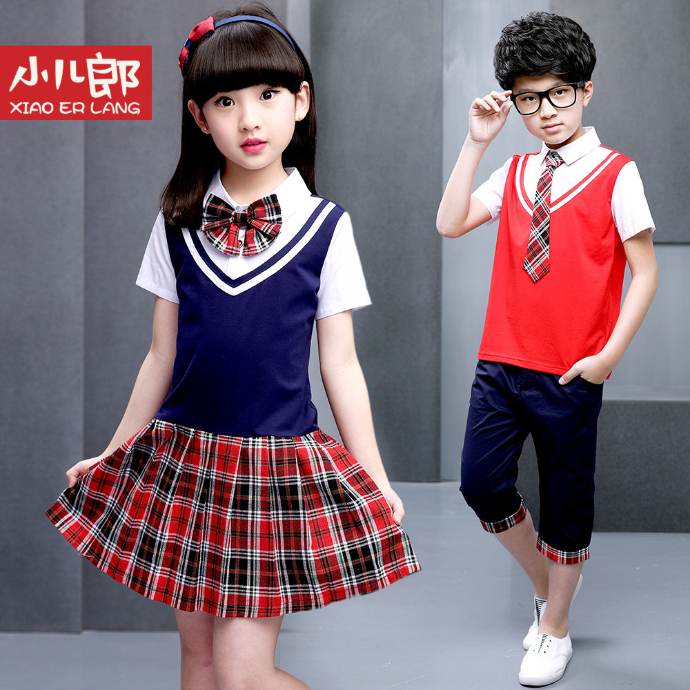 儿童夏季校服套装小学生表演服幼儿园夏装短袖二三四五六年级班服