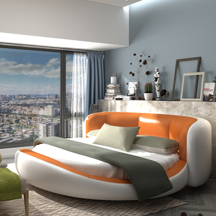 圆床双人床婚床主卧公主踏踏米床现代简约榻榻米卧室小户型cbd床