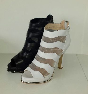 专柜正品法国卡琳夏季网状女鞋细中跟高跟高帮罗马鞋鱼嘴34281816