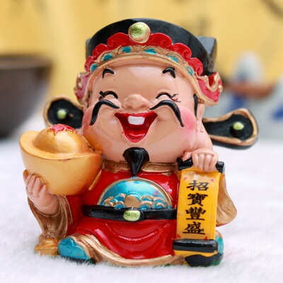 汽车摆件 静炫福 q版五路财神 创意佛内饰车内用品财神公仔装饰 车