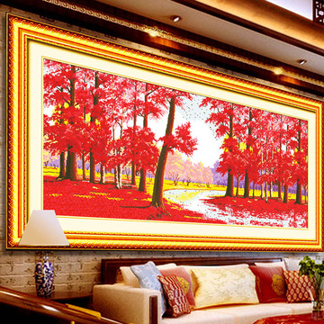 包邮品居十字绣正品专卖鸿运当头全景枫叶风景精准印花1.7米大幅