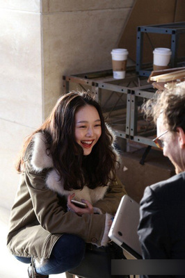 15冬女装新款晚晚同款仿真貂毛狐狸毛领短款大衣工装外套