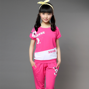 童装2015大女童夏装女大童短袖中裤套装韩版8两件套10-11-13-15岁