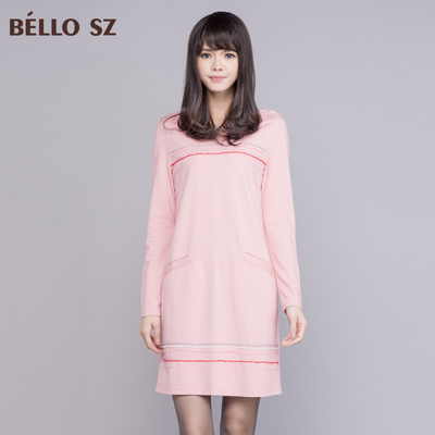 bello sz贝洛安2015冬装新款长袖圆领套头连衣裙女 休闲百搭裙子