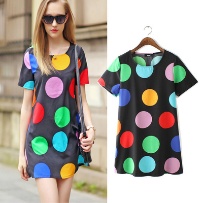 衣服 裙装 t台圆点裙