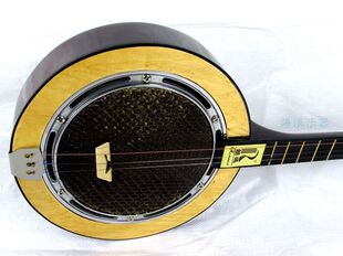 正品洋声圆形羊皮秦琴广东戏剧三弦琴民族弹拨乐器送秦琴包包邮