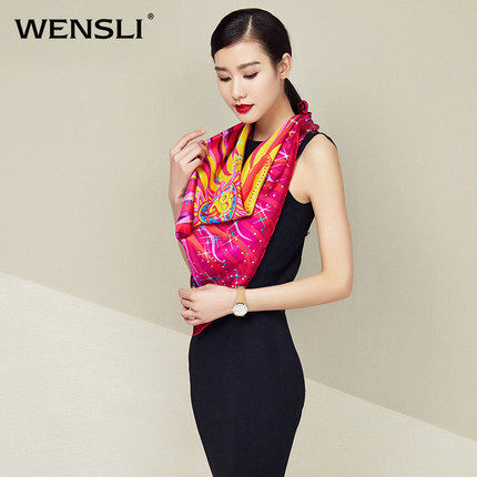 万事利夫人礼丝瓷套装丝巾大方巾围巾披肩礼盒20国礼丝绸顺丰包邮_不