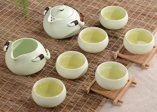 陶瓷功夫茶具套裝四合一紅茶綠茶白色4人6人色釉禮盒整套特價包郵