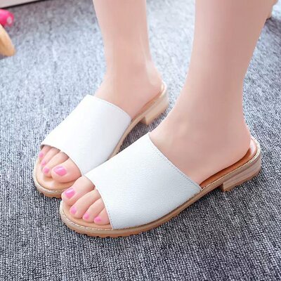 2015新款欧美沙滩平跟露趾套脚平底女凉鞋复古踩线一字拖女士凉拖