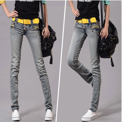 直筒低腰牛仔裤女