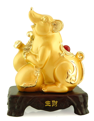 艺祥缘生财鼠摆件大号十二生肖金鼠工艺品家居摆设商务开业礼品