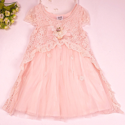 清仓3折正品丹尼熊夏款童装夏装蕾丝小熊儿童公主裙女童连衣纱裙