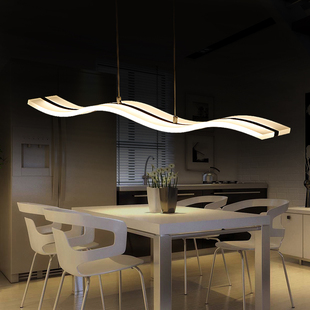 台灯led餐厅吊灯现代简约饭厅灯波浪大气休闲咖啡厅吧台灯 花田美屋
