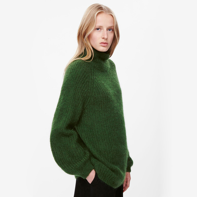 有了这一抹惊艳的绿色就够了~瑞典 海藻绿马海毛 慵懒文艺针织衫