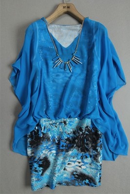 水墨印染 烫鱼鳞片 春款雪纺连衣裙