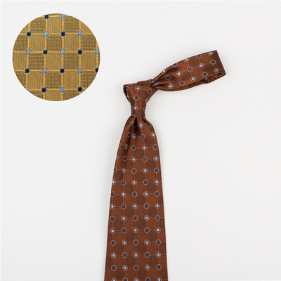 maskman真丝香槟棕波点格纹英伦男士 生日圣诞礼物礼盒8cm宽领带