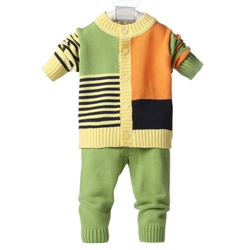 依利佩儿秋冬新款宝宝毛衣套装外套 婴儿纯棉圆领开衫线衣0-1-2岁